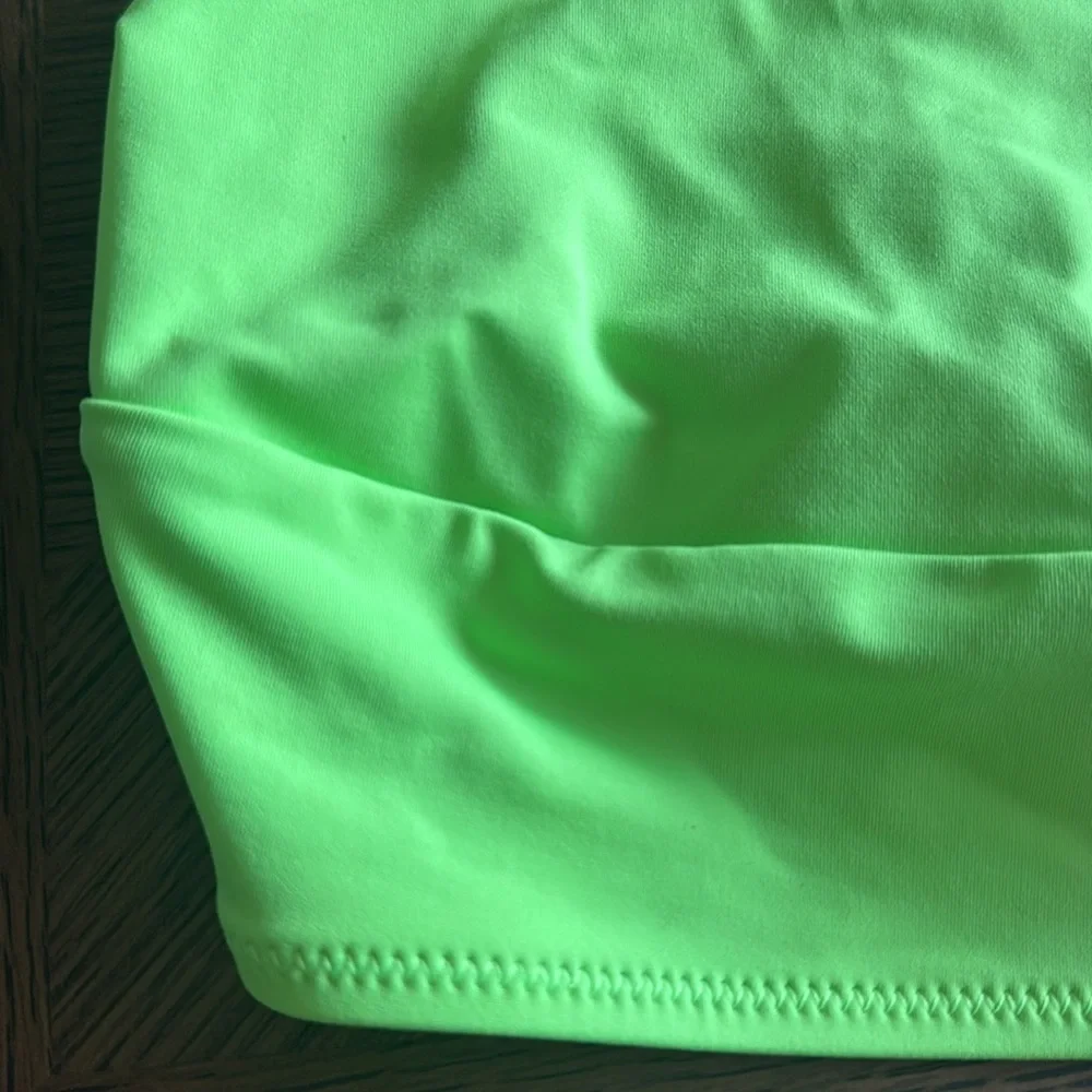SKIMS Signature Swim High Neck Top - Neon Green, Small, $48